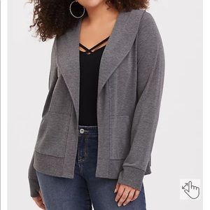 TORRID Charcoal Shawl Terry Jacket